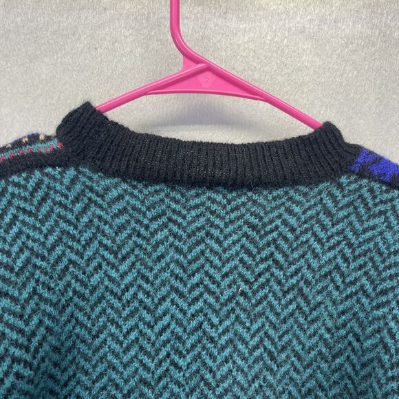 Lady Clansman Shetland Wool Sz M Fair Isle Colorblock Purple Blue Vintage - Picture 12 of 16